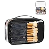 Clear Makeup Bag, Portable Cosmetic Organize,Travel Makeup Bag Cute Clear Pouch For Women and Girls Cosmetics Bags with Divider Makeup Brush Compartment-Large