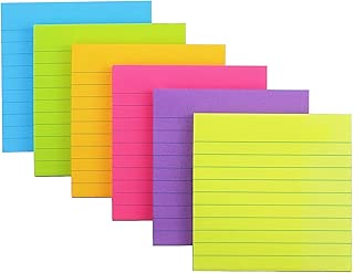 Sticky Notes with Lines Lined Sticky Notes 4x4 Bright Multi Colors 6 Pads 70 Sheet/Pad - coolthings.us