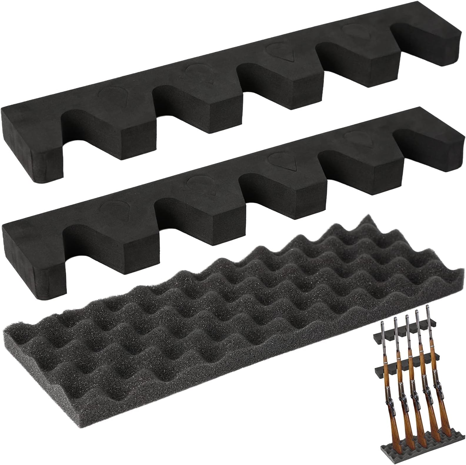 - OCQOTAT Gun Rack for Gun Storage, Gun Safe Accessory for Rifles and Shotguns, Gun Holder in Gun Cabinet, Shotgun Rifle Rest, Foam Material with Magnetic Strip and Hook Strip , Gifts for Hunters