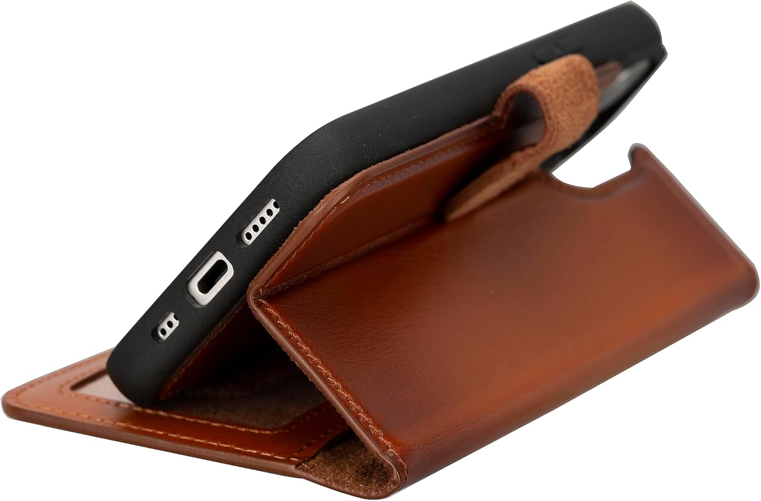 Leather Wallet Case for iPhone 15 6.1" Magsafe Compatible, Detachable Magnetic Flip Cover, Shock Absorbent, Handcrafted Genuine Leather 2 in 1 Wallet, Card Holder, Brown