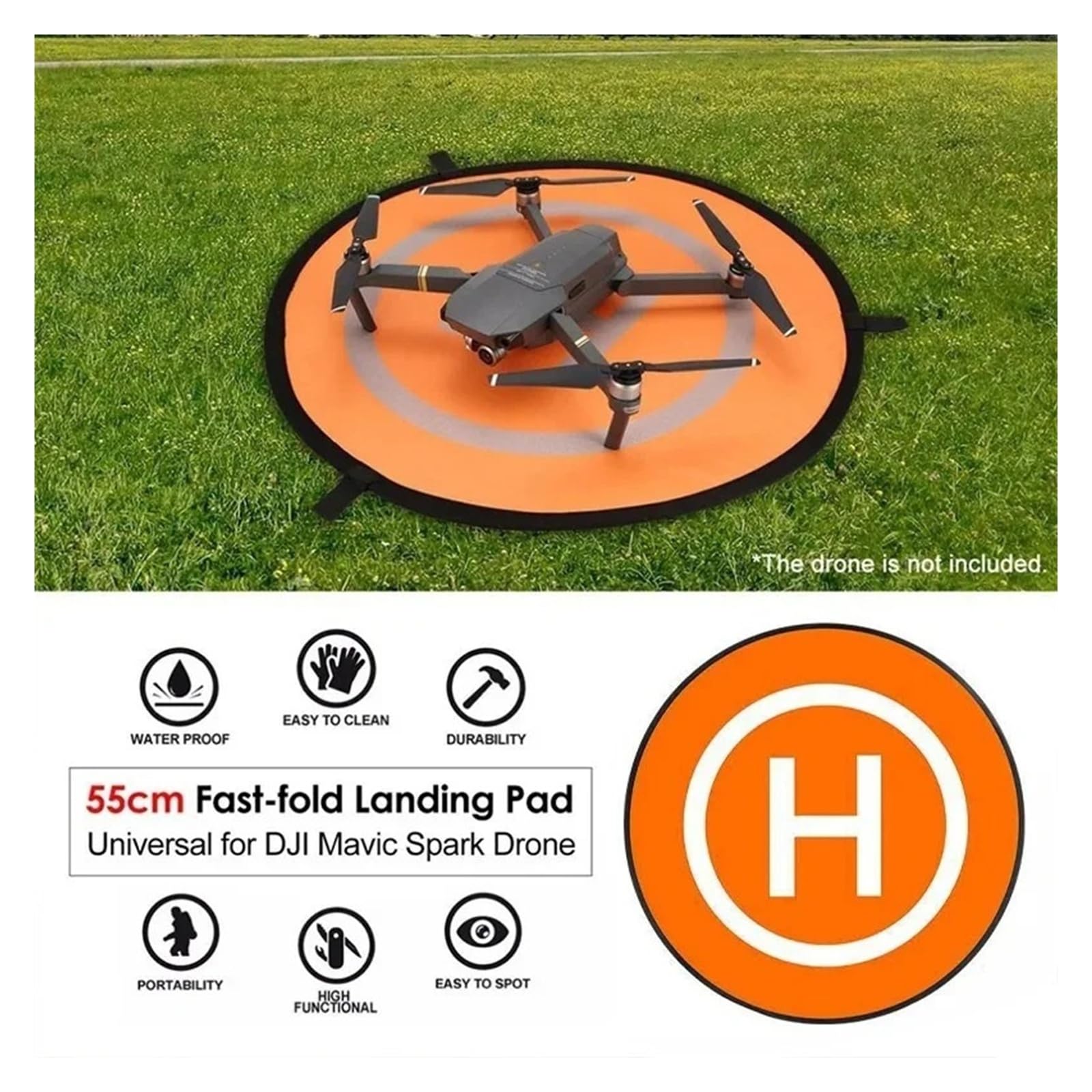 Składana podkładka do drona, 55 cm, wodoodporna, przenośna helipad RC z gwoździami i torbą do DJI do mini Spark Quadcopter