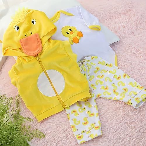 Miniatura 5 de Muñecas de bebé Reborn Accesorios de ropa amarillo para bebé recién nacido de 17 a 23 pulgadas Juego de ropa de bebé recién nacido y niño 【Juego de