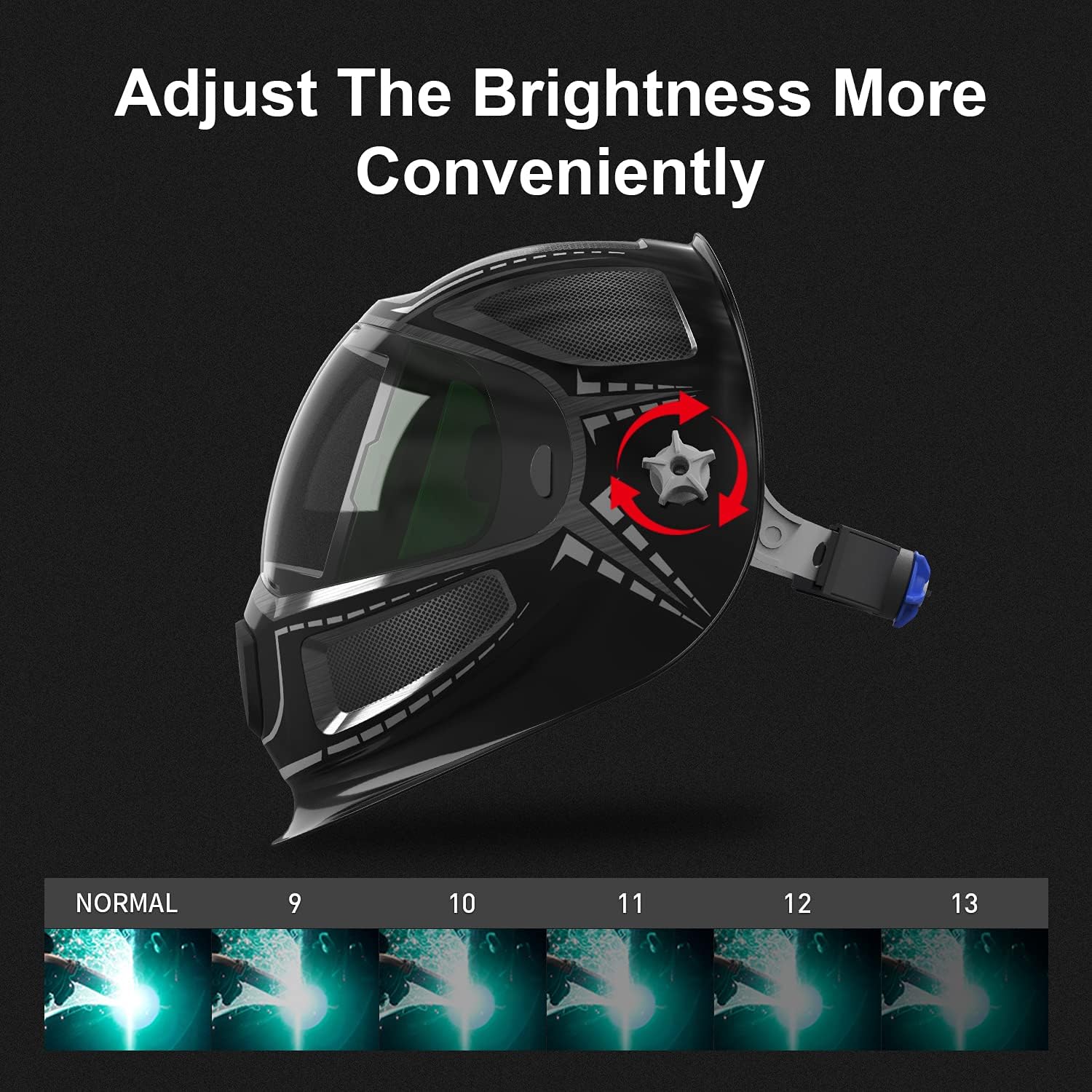 Black Friday Clearance ANDELI Welding Helmet with light,Large Viewing 3.86X2.44 Welding Helmet Auto Darkening with SIDE VIEW,Area Welding Mask With Top Optical Clarity 1/1/1/2 (Carbon Fiber)