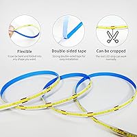 Vista 6 de COB LED Strip Lights 100ft,6000K DC 24V Dimmable White Flexible LED Rope Lights for Bedroom,with Remote and app Control LED Lights Strip for Living