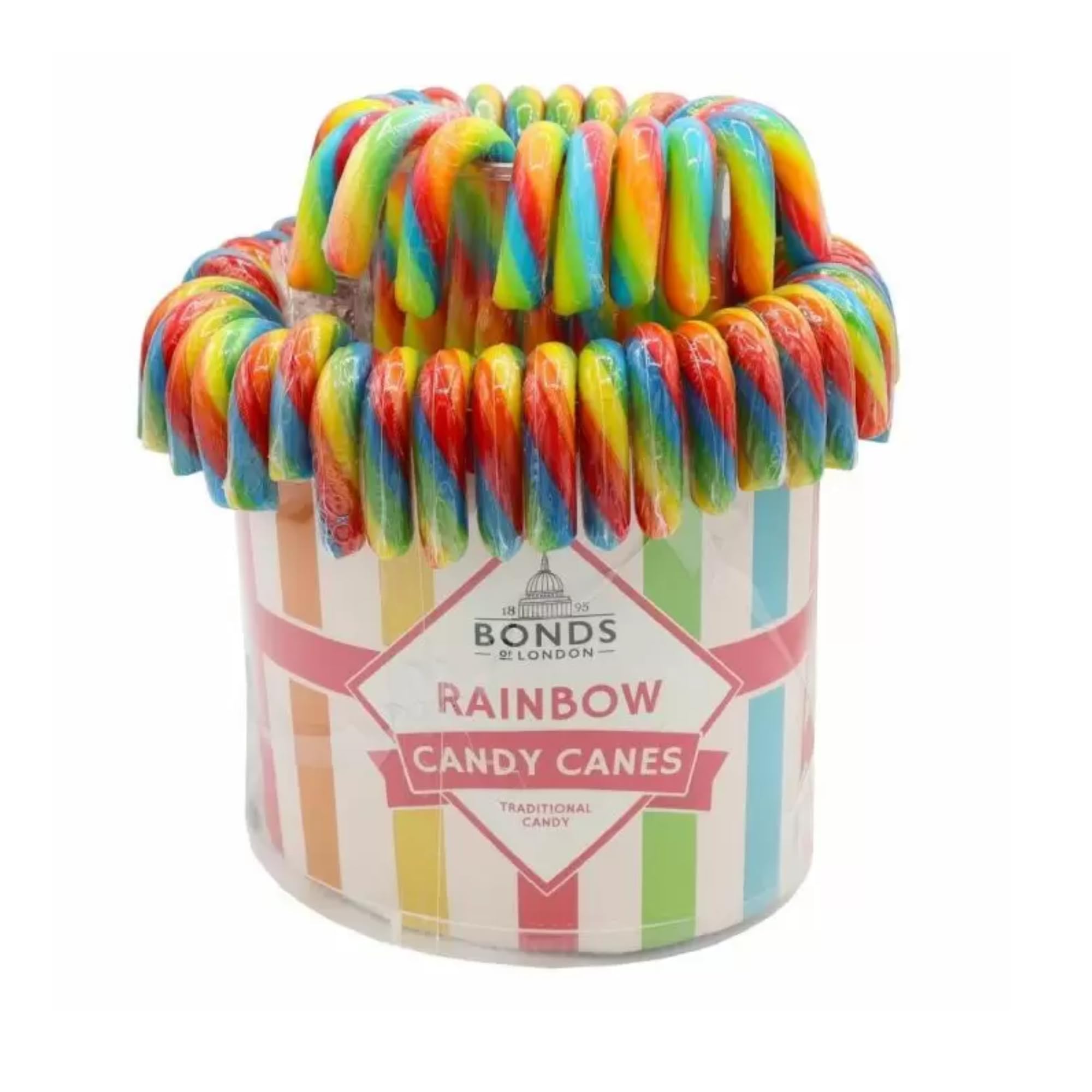 Temas Bonds of London Candy Canes Fountain Multi Flavours Includes: Peppermint, Watermelon, Retro Rainbow, Bubblegum, and strawberry 60x 20g each - Christmas Tree Decoration (Retro Rainbow)