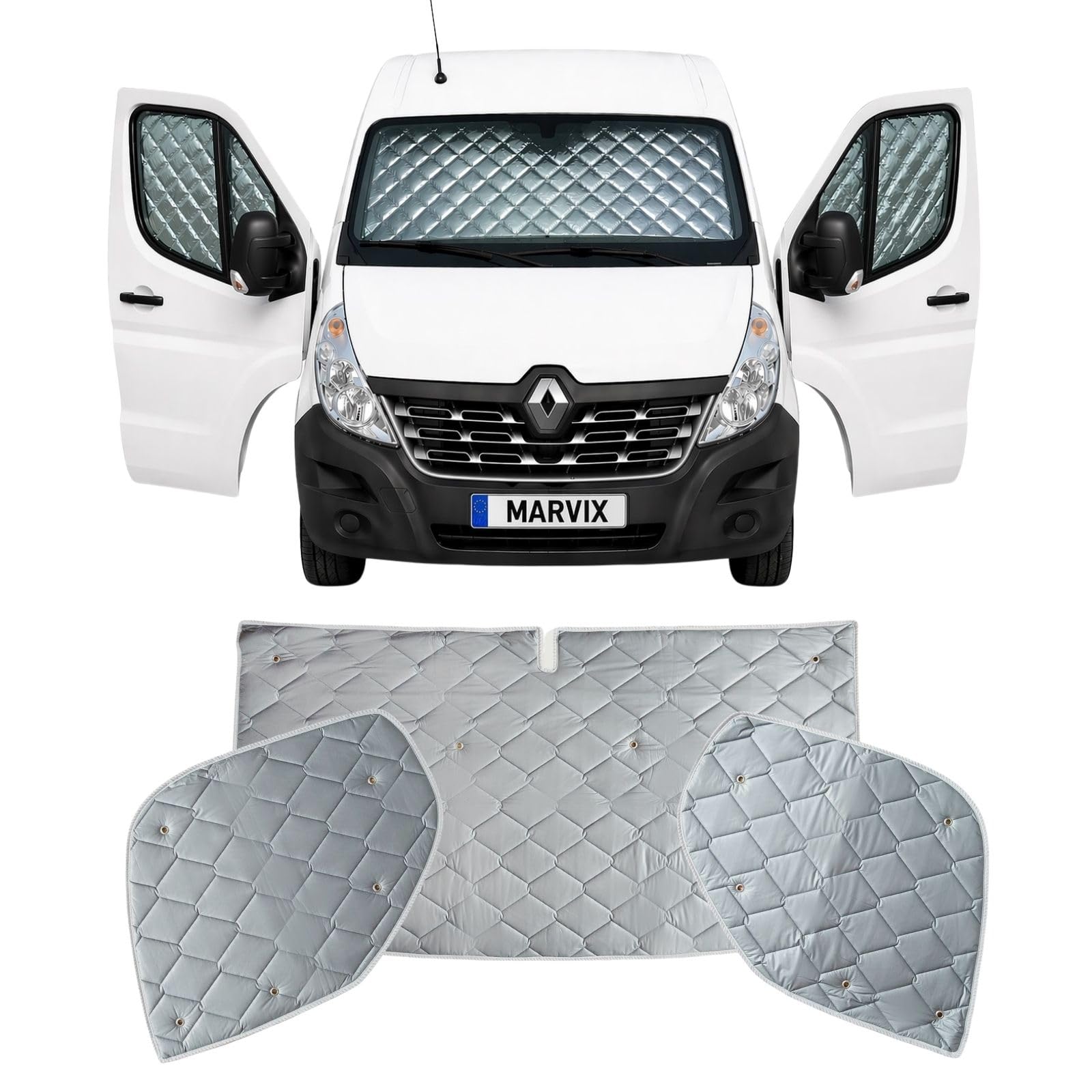 Marvix Interner Kabinen-Bildschirm Thermo-Rollos Premium 9-lagige Fensterabdeckung für Renault Master ab 2010 & Movano 2010-2020 Wohnmobil-Campervan-Isolierung-Sonnenschutz