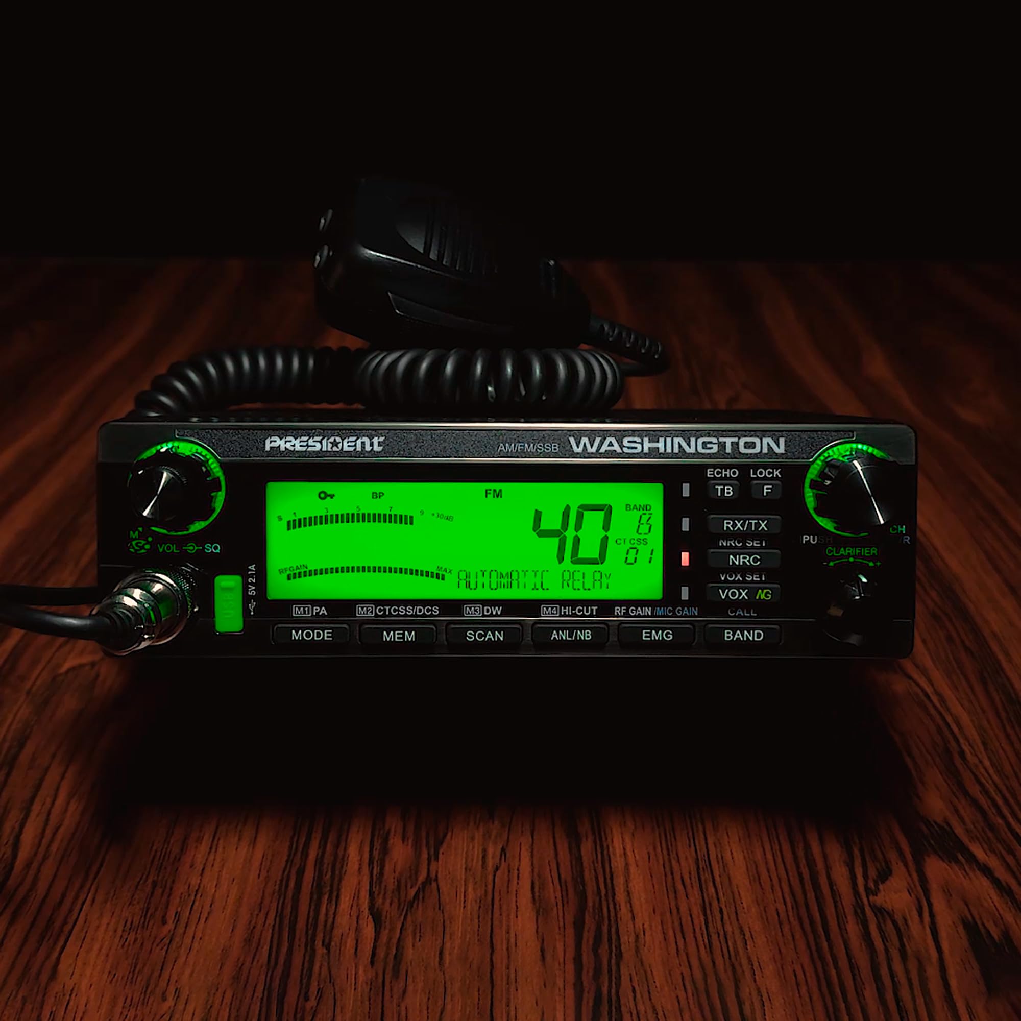 President Washington 100W – Ricetrasmettitore CB/Radioamatore HF 10m/12m, AM/FM/USB/LSB, 100W PEP, Porta USB, VOX, SWR, Bluetooth Compatibile, Stazione Base