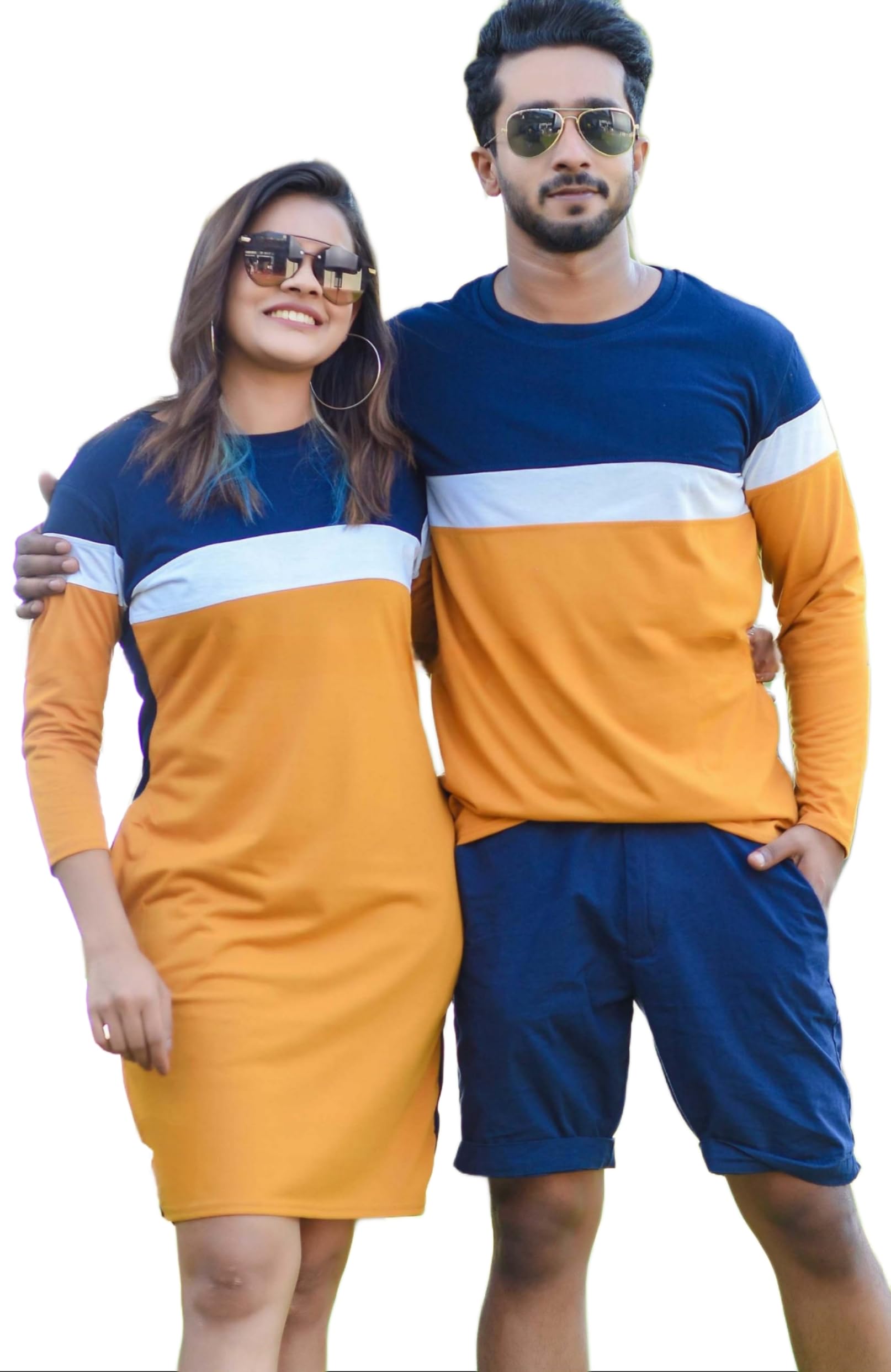 genericStylish New Couple Tshirts Dress for Lovers Husband Wife Girlfriend for Anniversary Pre Wedding Maternity Pair of 2 T-Shirt