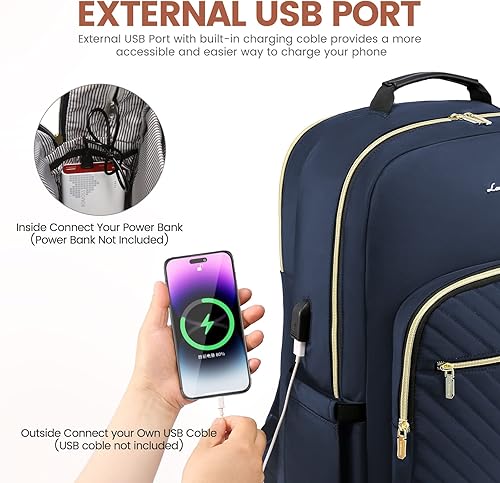 Miniatura 5 de LOVEVOOK - Mochila de 17.3 pulgadas para laptop, para mujer, bolsa de laptop para mujer, mochila de viaje impermeable, elegante mochila para mujer,