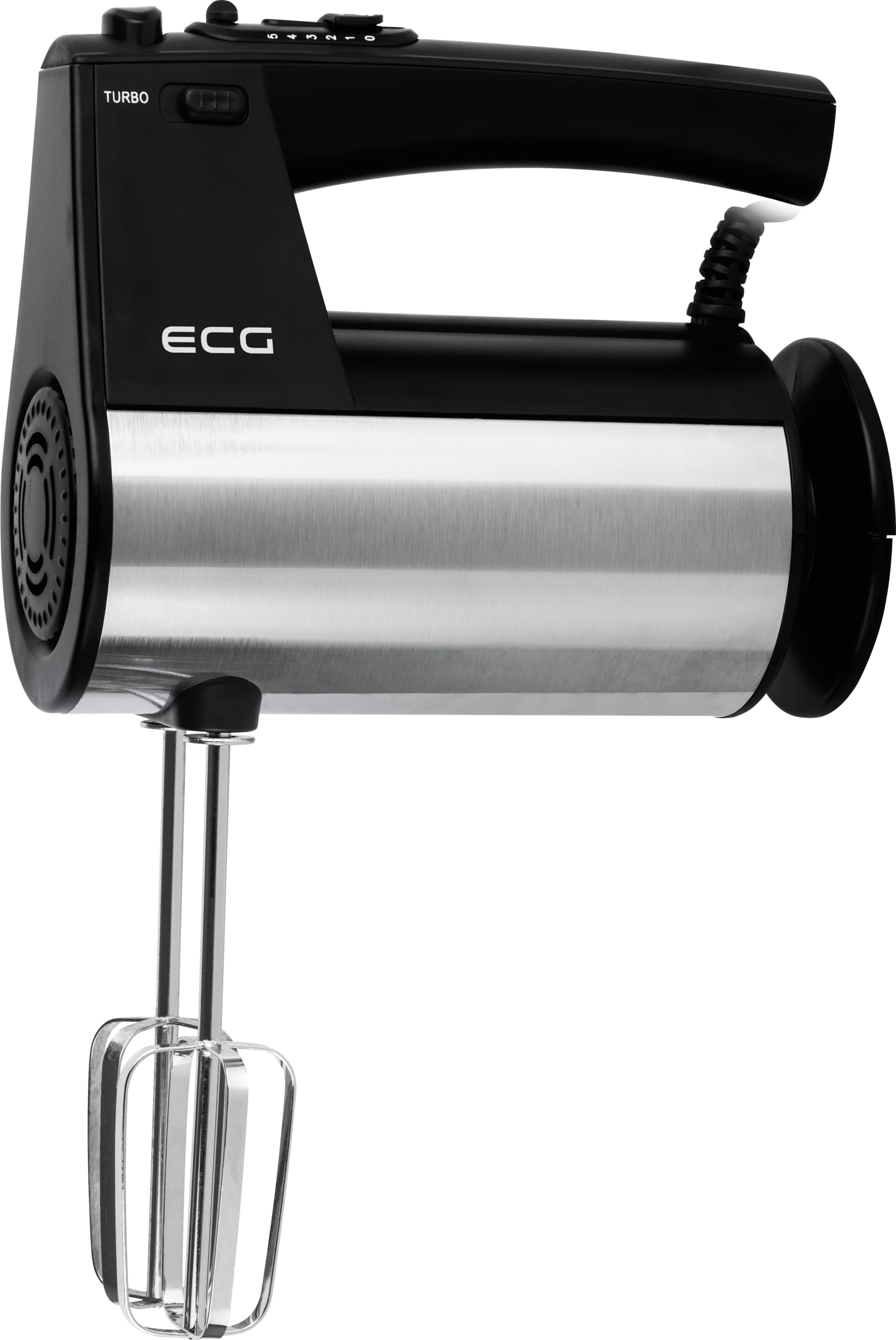 ECG RS 5011 Batidora de mano, 10 velocidades, botón Turbo Boost, 2 varillas mezcladoras, 2 ganchos para amasar, 700 W, negro