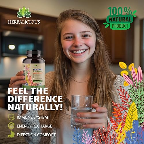 Miniatura 10 de Gotas orgánicas crudas de musgo marino irlandés irlandés, extracto natural de musgo marino irlandés para apoyo a la tiroides, digestión y energía,