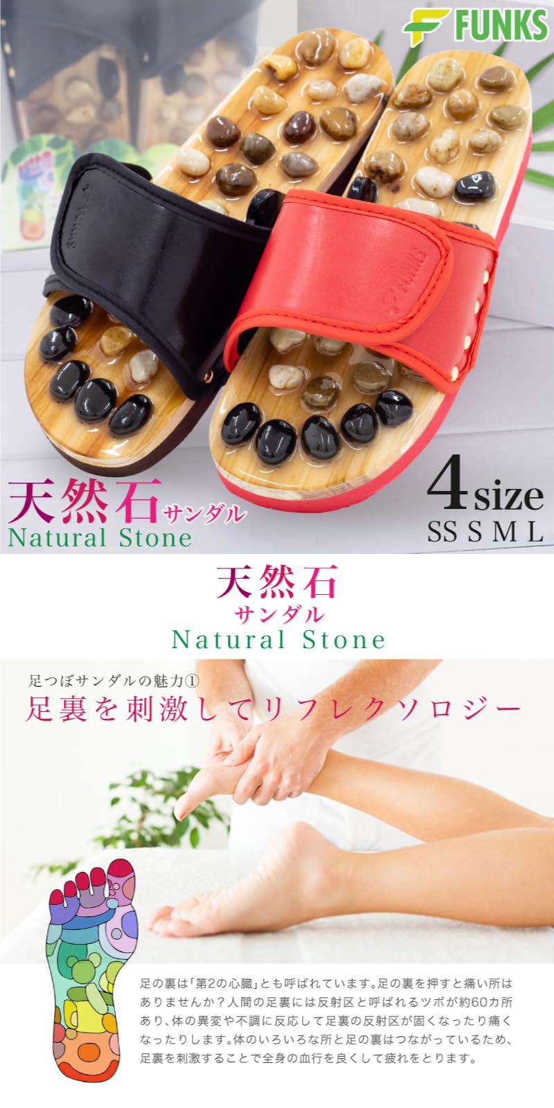 Amazon.co.jp: FUNKS 健康サンダル 足つぼ スリッパ 健康 サンダル