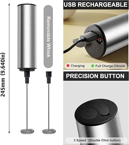 Miniatura 3 de Espumador de leche de mano, agitador, mezclador y Wisker para café, té, latte, capuchino y preparación de bebidas de chocolate caliente y creación