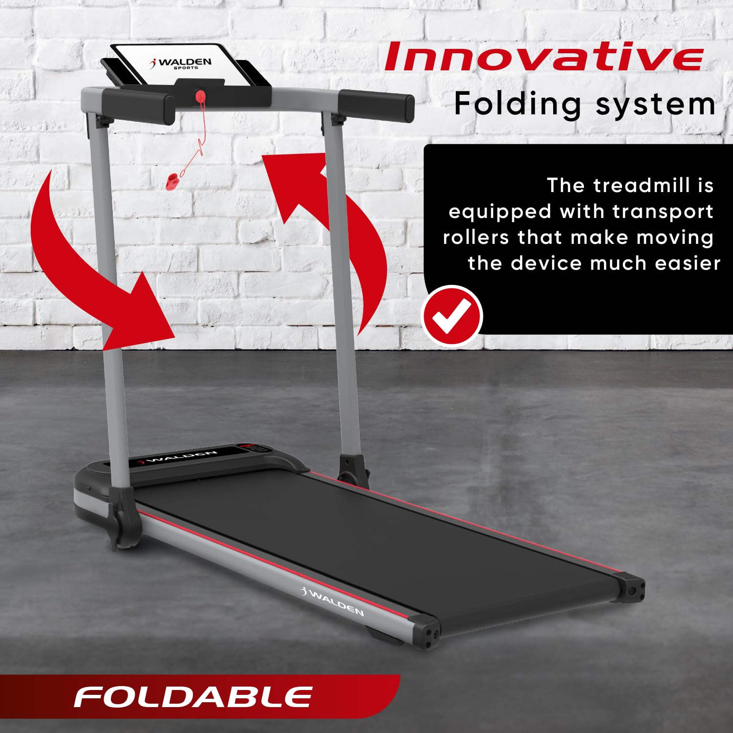 Walden Laufband Elektrisch Klappbar F2800 – Walking Pad für Zuhause & Büro, 2,5 PS Motor, Geschwindigkeit 1–10 km/h, 12 Programme, LCD Display, Fitness & Abnehmen (F280L)