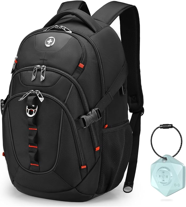 Design Travel Backpack for Men with Apple Find My, Laptop Backpack with USB Charging Port, RFID Protection, Add-A-Bag System - Travel Backpack for Men-Finder Color Random | SD803BT013-01