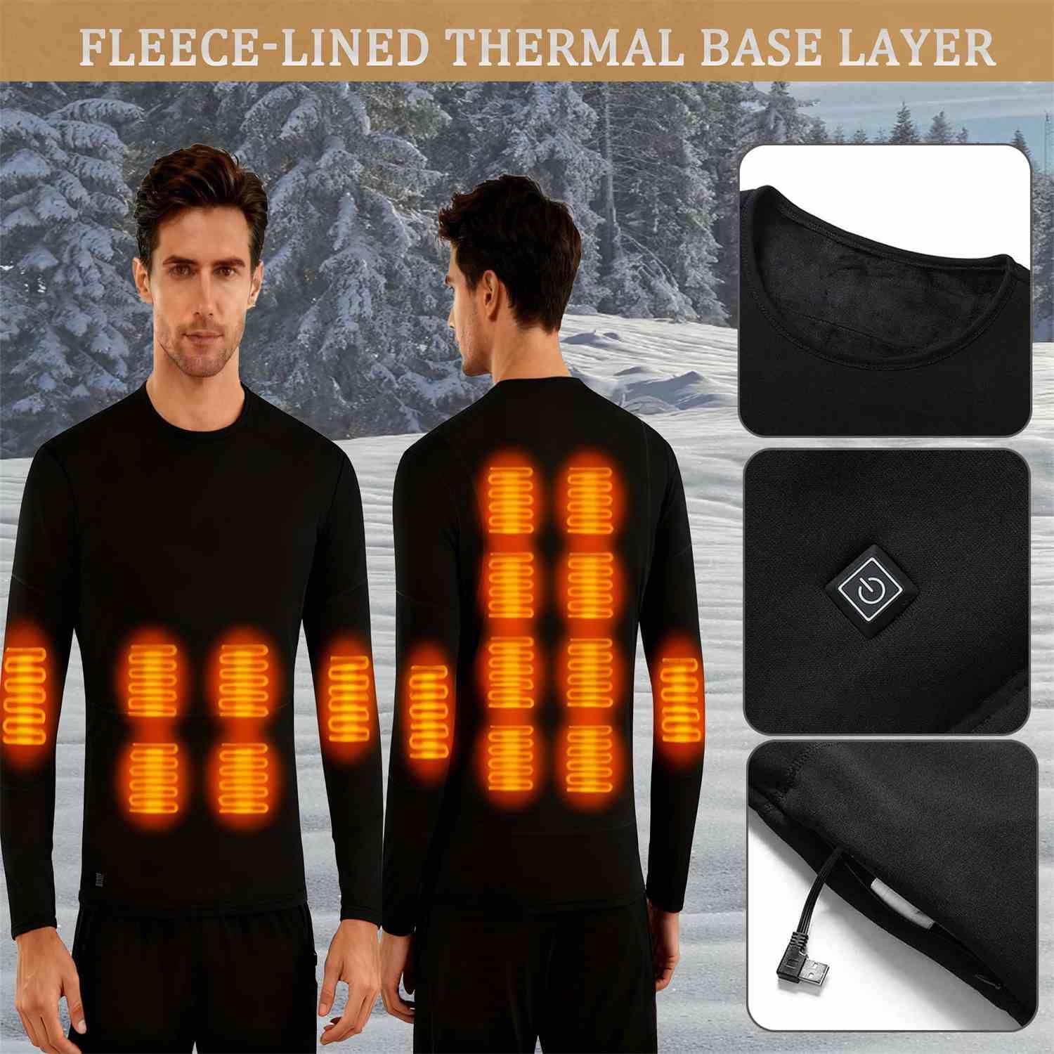 scosao Camiseta Térmica Hombre Mujer Ropa Interior Calefactable Eléctrico USB 16 Zonas Invierno Top Thermal Manga Larga Cálida Cape Base para Esquí Moto Ciclismo Viajar