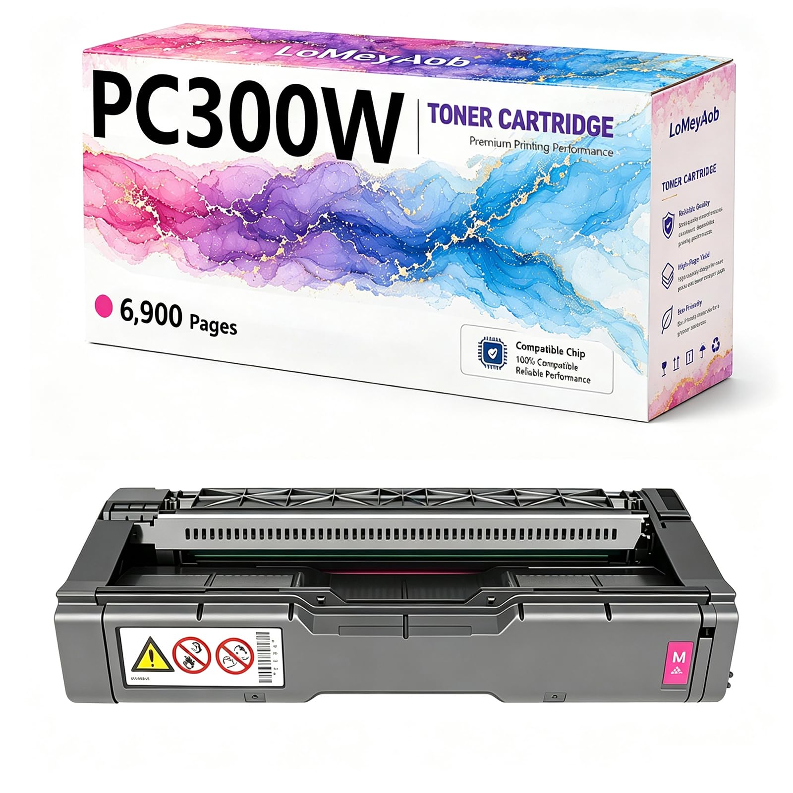 Cartuccia di toner PC300W, Sostituzione ad alta resa per Ricoh LaserJet MC25OFW MC25OFWB MC251FWP C300W PC301W Stampante PC311W, Colori ricchi, Stampe ad alta velocità,Red
