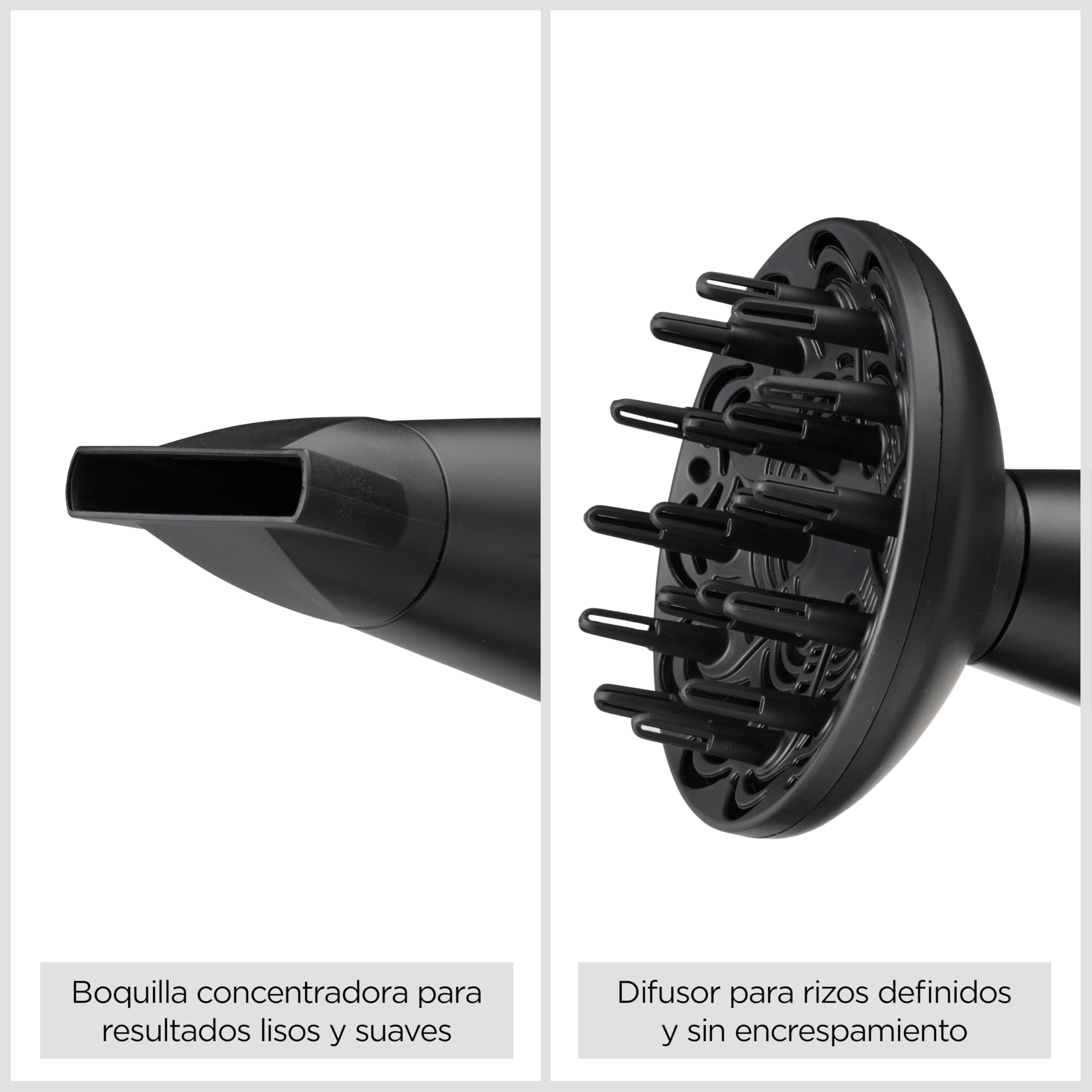 BaByliss Secador de Pelo Turbo Smooth - Secador potente de 2200W, Difusor grande, Tecnología iónica antiencrespamiento, 3 ajustes de temperatura 2 velocidades, Negro, D572DE