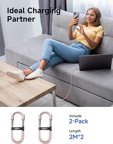 Vista 34 de JSAUX Cable USB C a USB C de 100 W para iPhone 17, cable de carga USBC tipo C 5A de carga rápida compatible con iPhone 17 Air 16 15 Pro Max Samsung