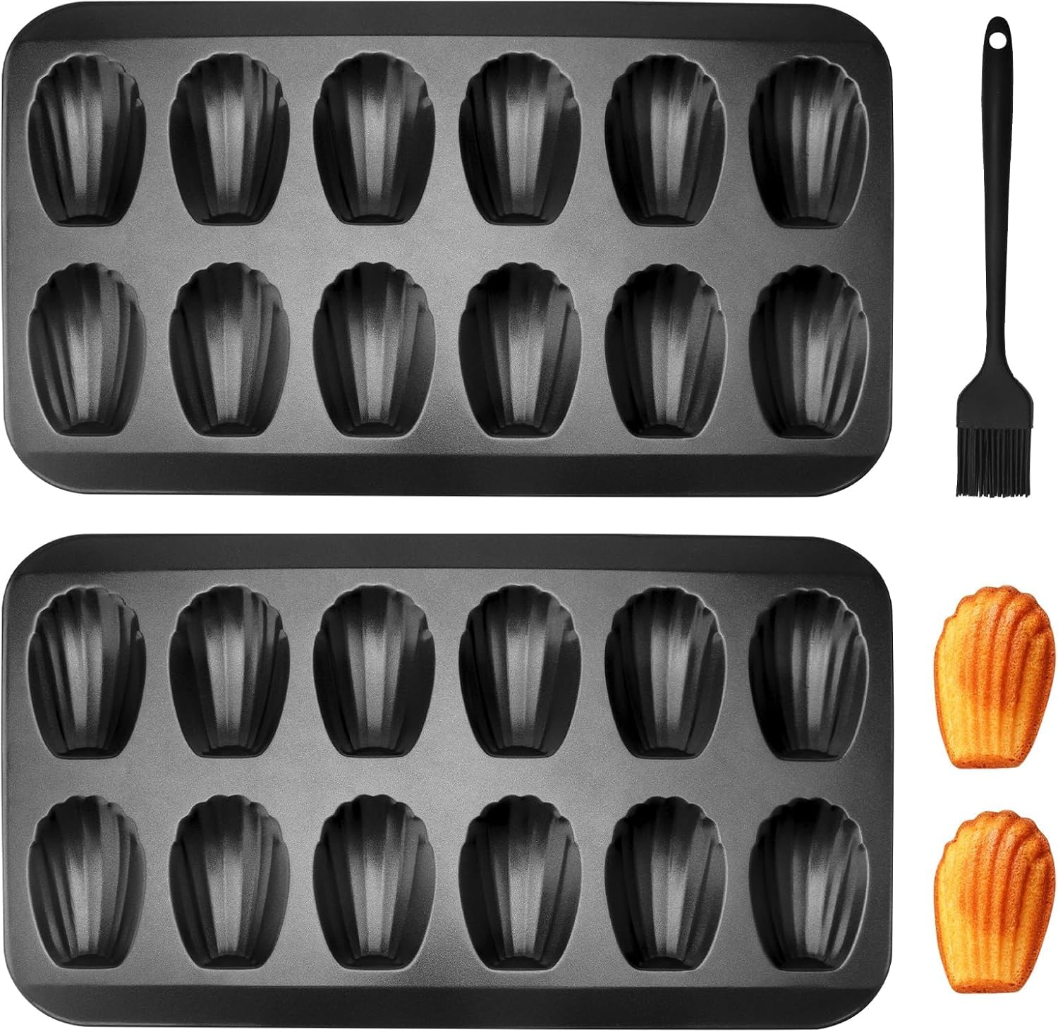 Madeleines Madeleine forma do pieczenia, blacha do pieczenia, stal węglowa z powłoką zapobiegającą przywieraniu, do formy do ciasta, pieca, czekolady, brownies, 40 x 22,8 cm