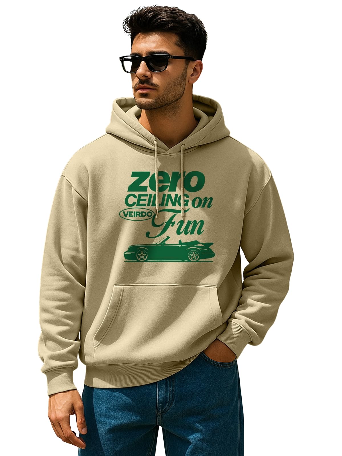 veirdo Polycotton Spun Oversized Fit Hooded Sweatshirt Full Sleeves Front Chest Graphic Printed Drop Shoulder Jumper Hoodie for Men (Sizes: S to 3XL)-picture-18