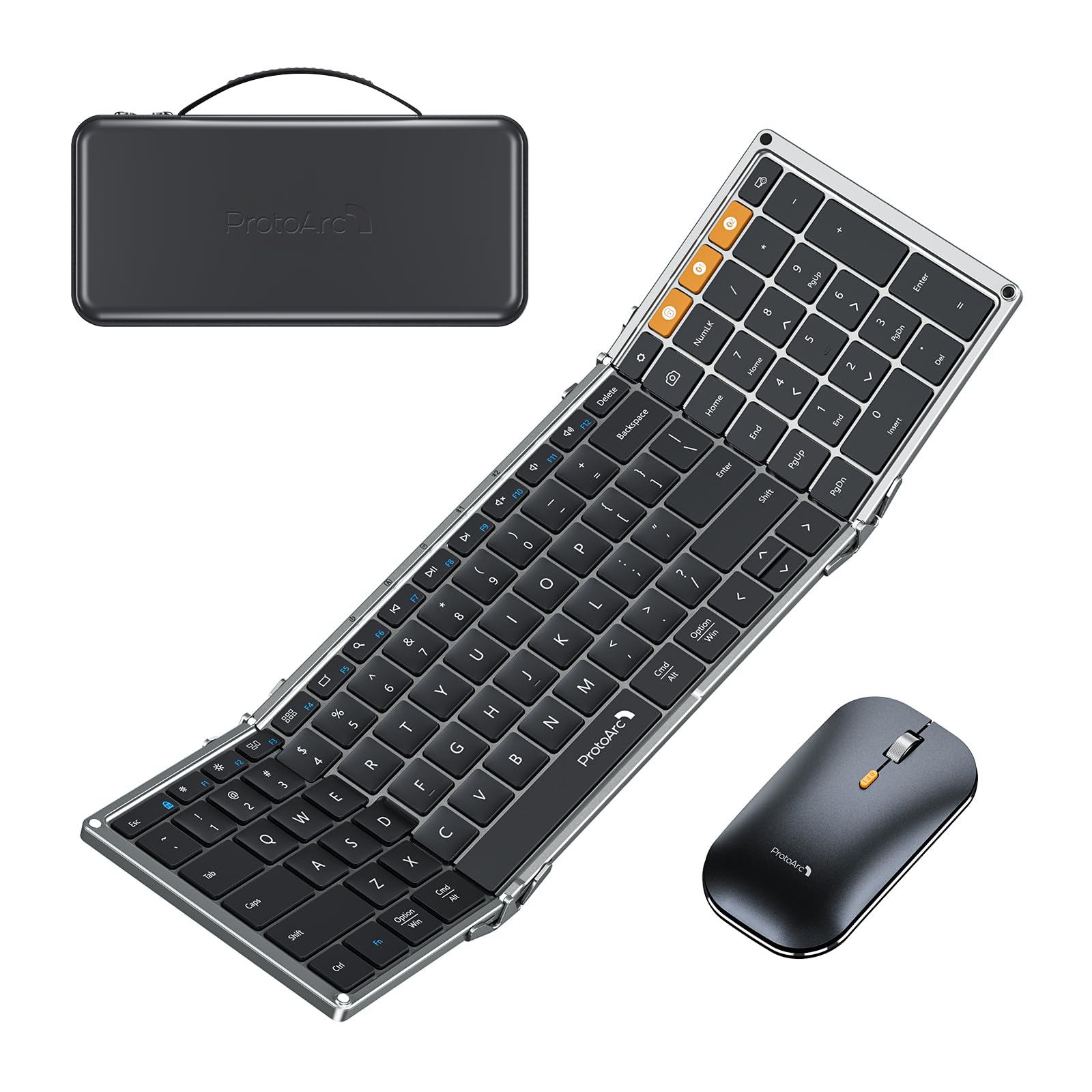 ProtoArc Foldable Keyboard and Mouse, XKM01 True Full-Size Folding Wireless Keyboard Mouse Combo for Business Travel, a Portable Office Suite On-the-Go, Compatible with Laptop iPad Tablet - Black GrayProtoArc Foldable Keyboard and Mouse, XKM01 True F…