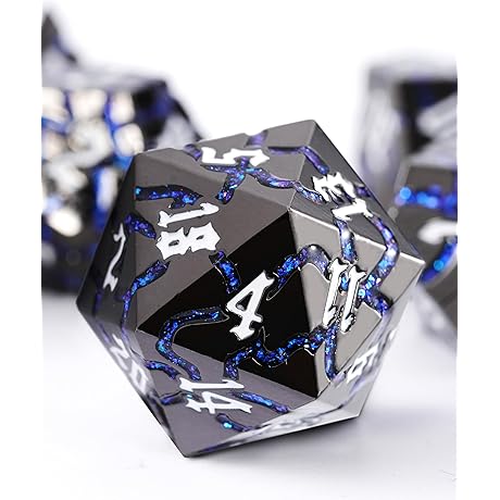 Definitely Nat 1: Blue Glitter D&D Dice Set