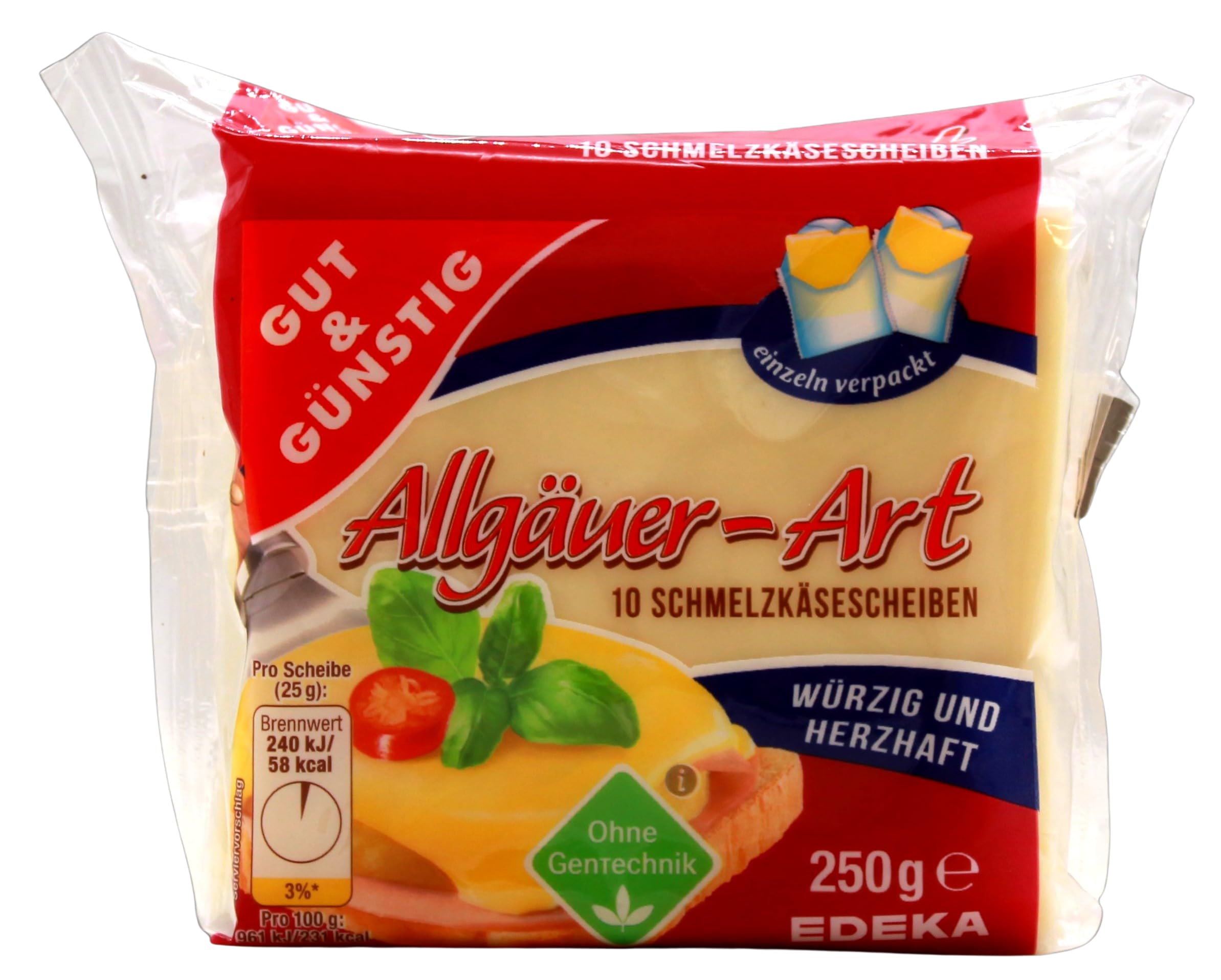 Gut & Günstig Schmelzkäsescheiben Allgäuer-Art, 16er Pack (16 x 250g)