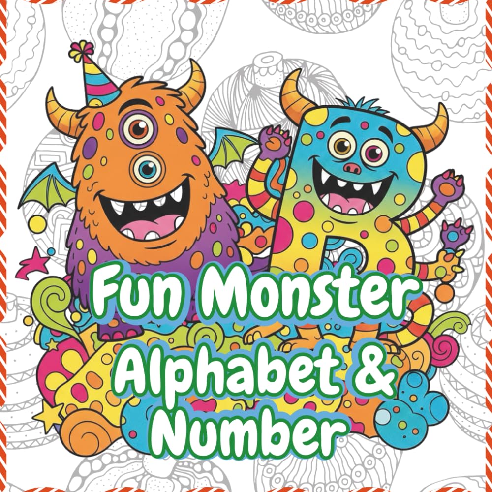 Fun Monster Alphabet and Number Coloring Book for Kids: Unleash Creativity and Dream with Letters and Numbers 0-9