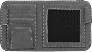 XYSDORY カーバイザーオーガナイザー - 耐久性のあるレザーサンバイザーポーチ | カードペンドキュメント用の耐久性のある車のトラックSUV収納ポーチ