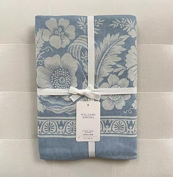Williams-Sonoma Vintage Floral Jacquard Tablecloth 70" x 108"*Blue*