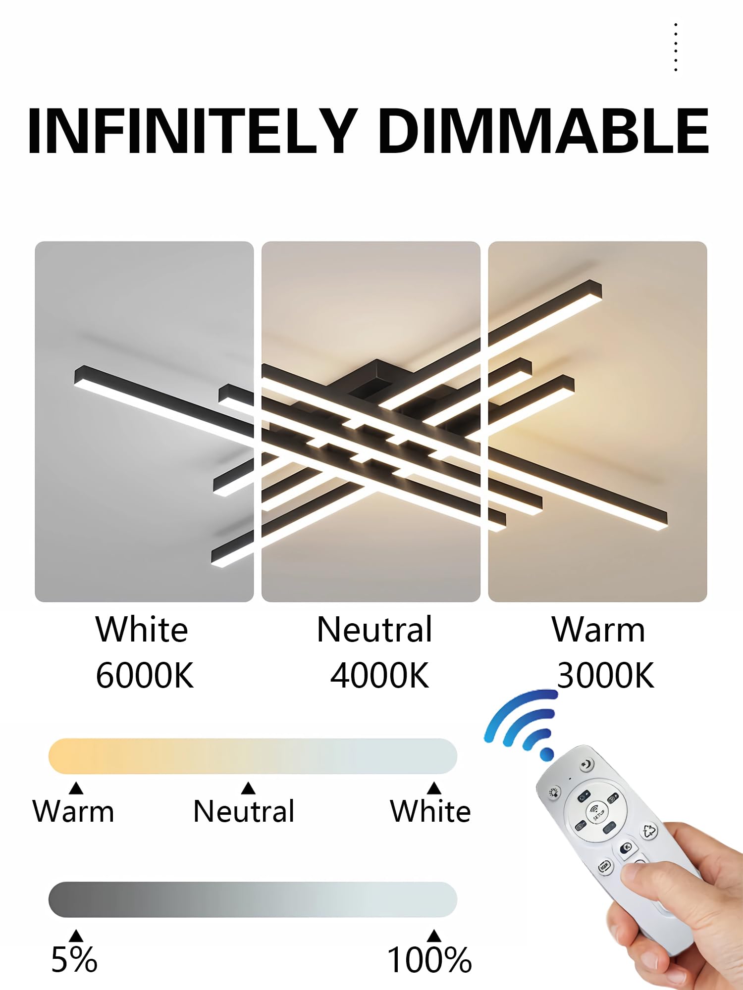 Nowoczesne lampy sufitowe Lampy sufitowe LED 6000k / 4000k/3000k Nowoczesne lampy sufitowe o minimalistycznym designie odpowiednie do sypialni korytarzy salonów jadalni i kuchennych (Czarny,4głowice)