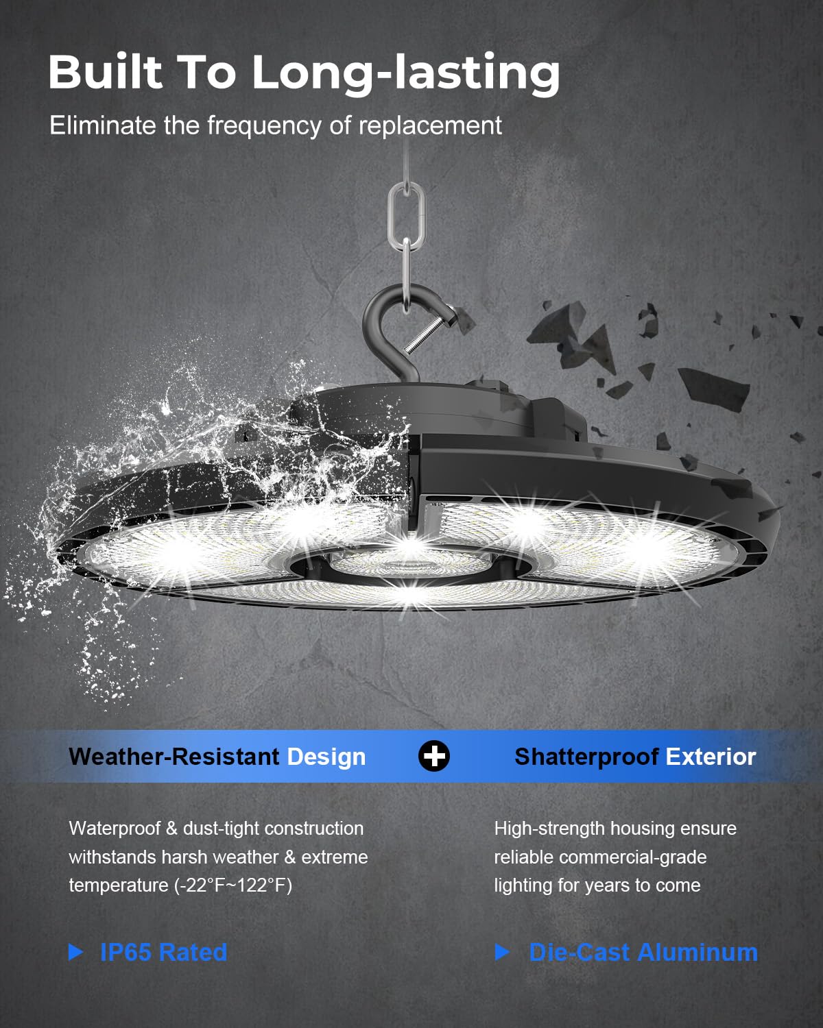 4 Pack LED High Bay Light 300W 45 000LM UFO LED High Bay Light with Hook and 6 — view 5