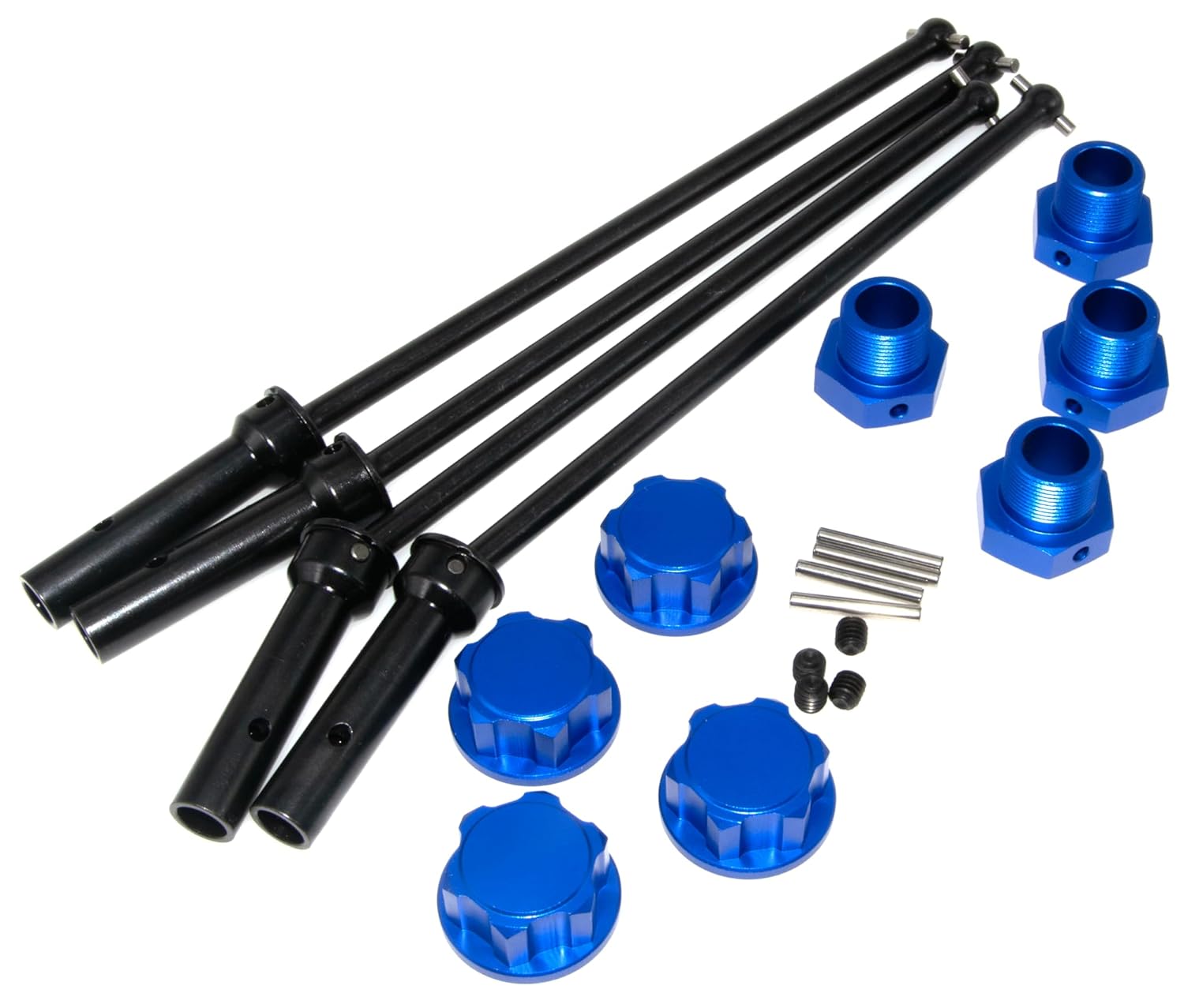 CVD Drive Shaft & Wheel Hex Nuts Compatible with Arrma 1/5 Kraton Outcast 8S Upgrade Rc Car Steel Driveshaft 24mm Wheel Hex Anti-dust Cap Part Replace(Blue)