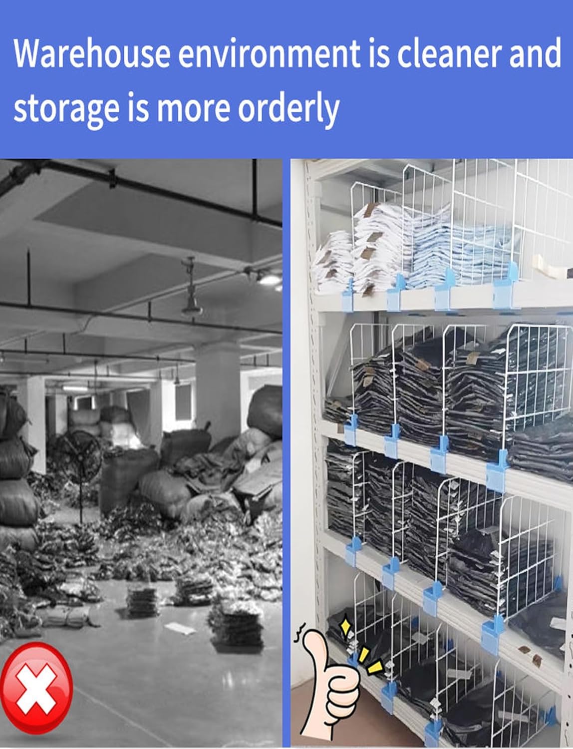 Set of 7 Universal Warehouse Shelf Dividers - 5cm Height, 60x20cm Retail Organizers for Home, Office & Store - Perfect for Neat Storage & Efficient Display