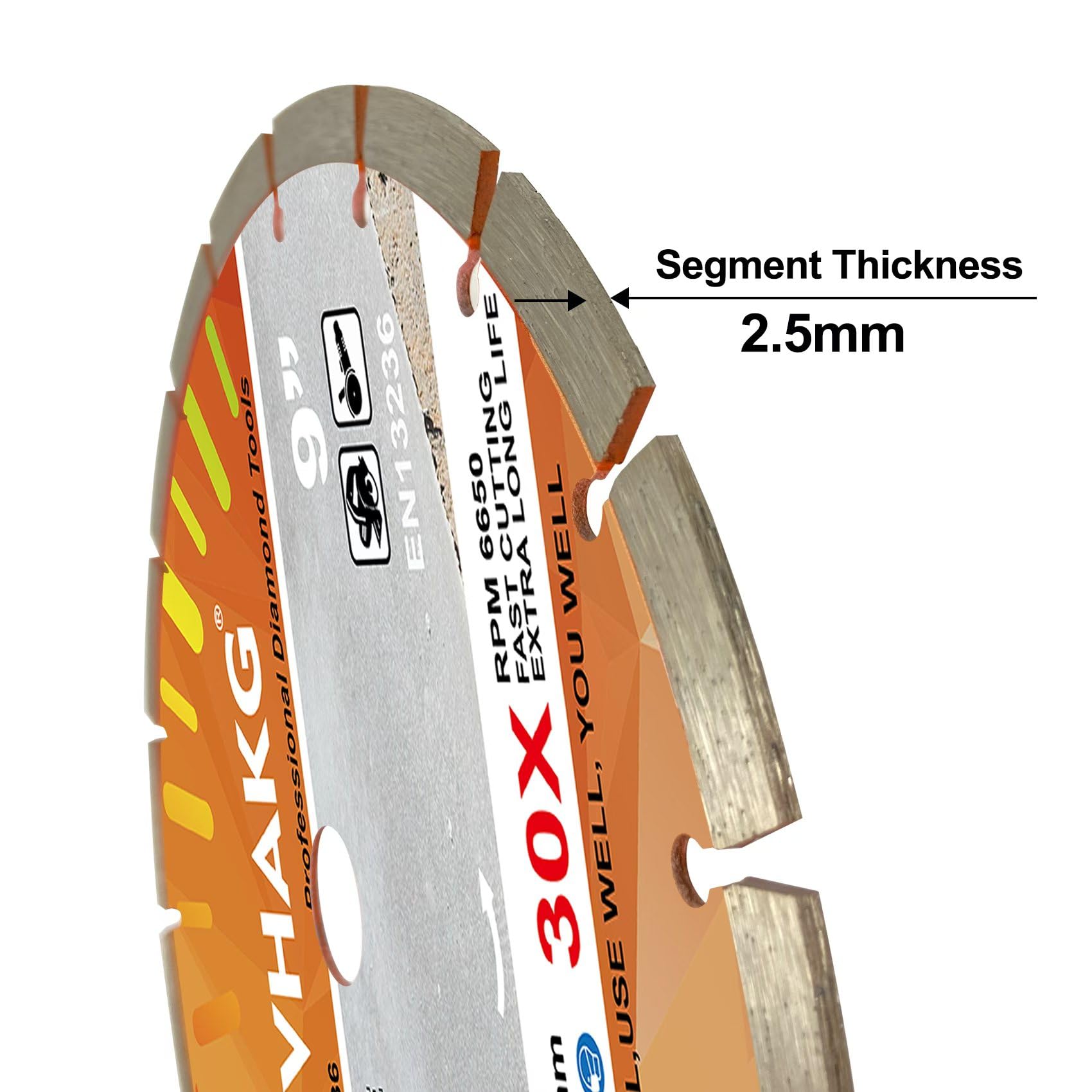 GVHAKG 230 mm Diamond Cutting Disc, Segmented General Purpose Blade Dry/Wet Cutting Concrete, Masonry, Brick, Block(230x10x22.23mm) - Image 3
