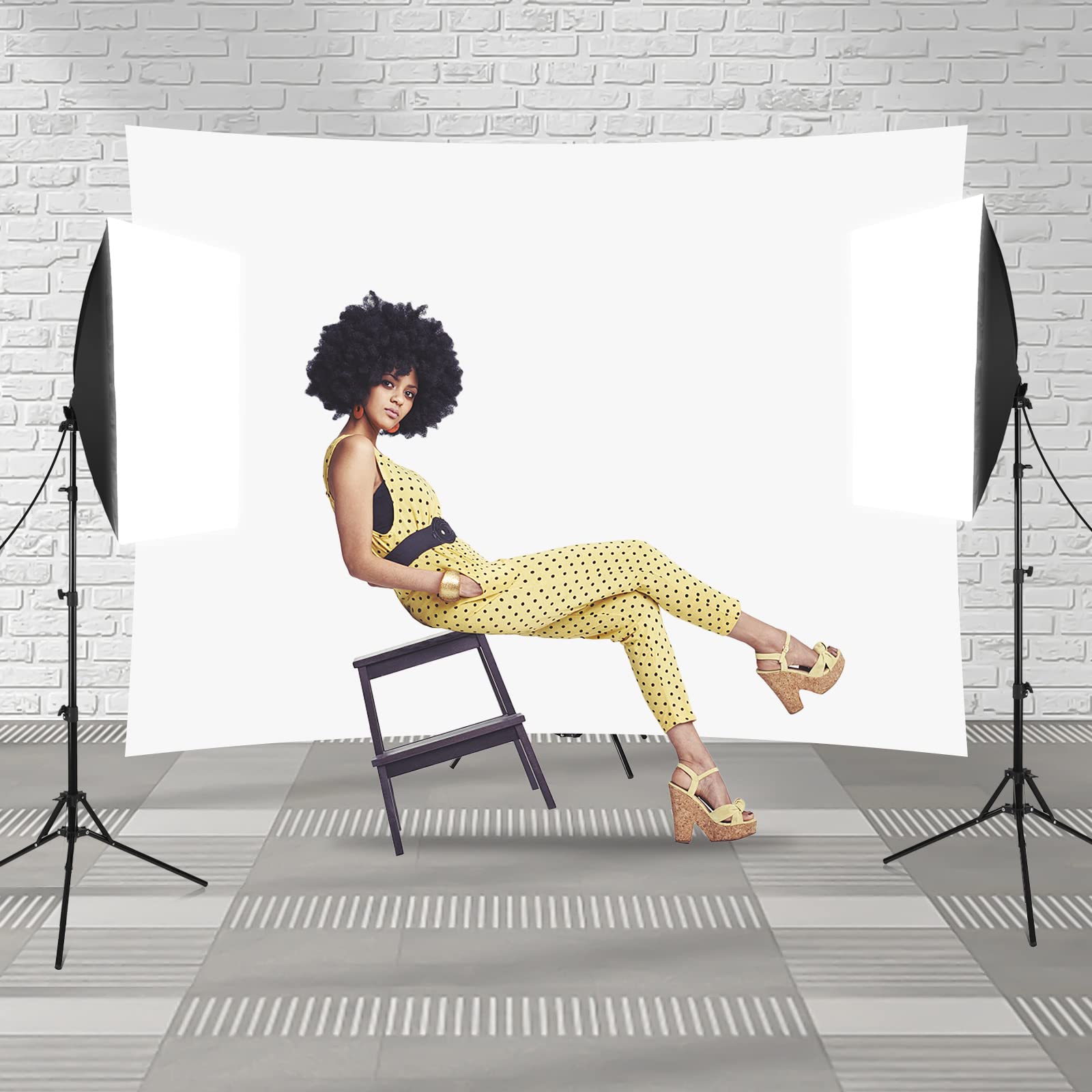Andoer 2 x 1,5 m, telón de fondo blanco para fotografía, pantalla de fondo con trípode ajustable en forma de cruz para transmisión de fotografía de estudio de juegos, color negro