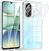 Phoona Case for Xiaomi Redmi A5 4G with 2 Pieces Tempered Glass Screen Protector, Ultra Transparent Soft TPU Silicone Gel for Xiaomi Redmi A5 4G Cup, Shockproof Anti-Yellow Bumper Case