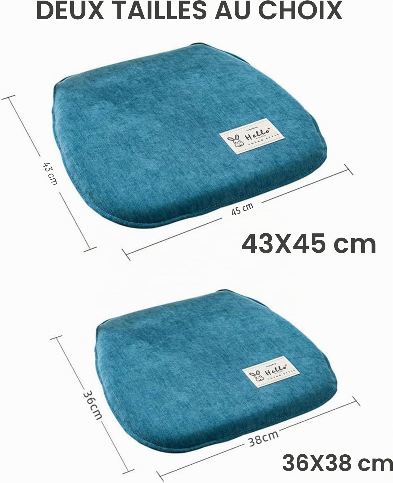 Galette De Chaise Lot De 2 avec Attaches, Coussin Chaise Cuisine Lavable, Antidérapant, Galette De Chaise Dehoussable, Coussins De Chaises D'Interieur Mousse à ​MéMoire A,36x38x4cm
