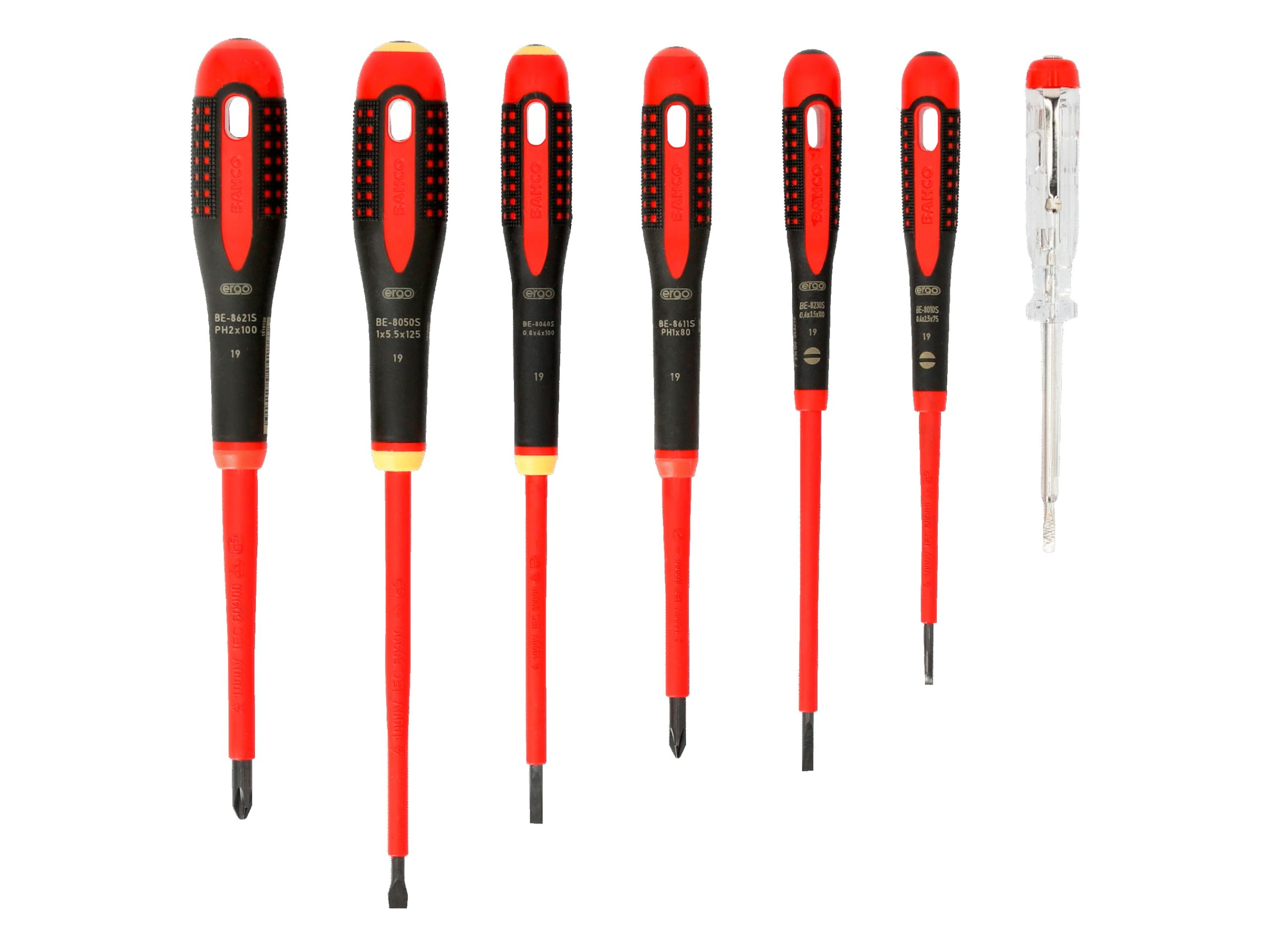 Bahco Black Be9887s Ergo™ Vde Insulated Screwdriver Set 7 Piece