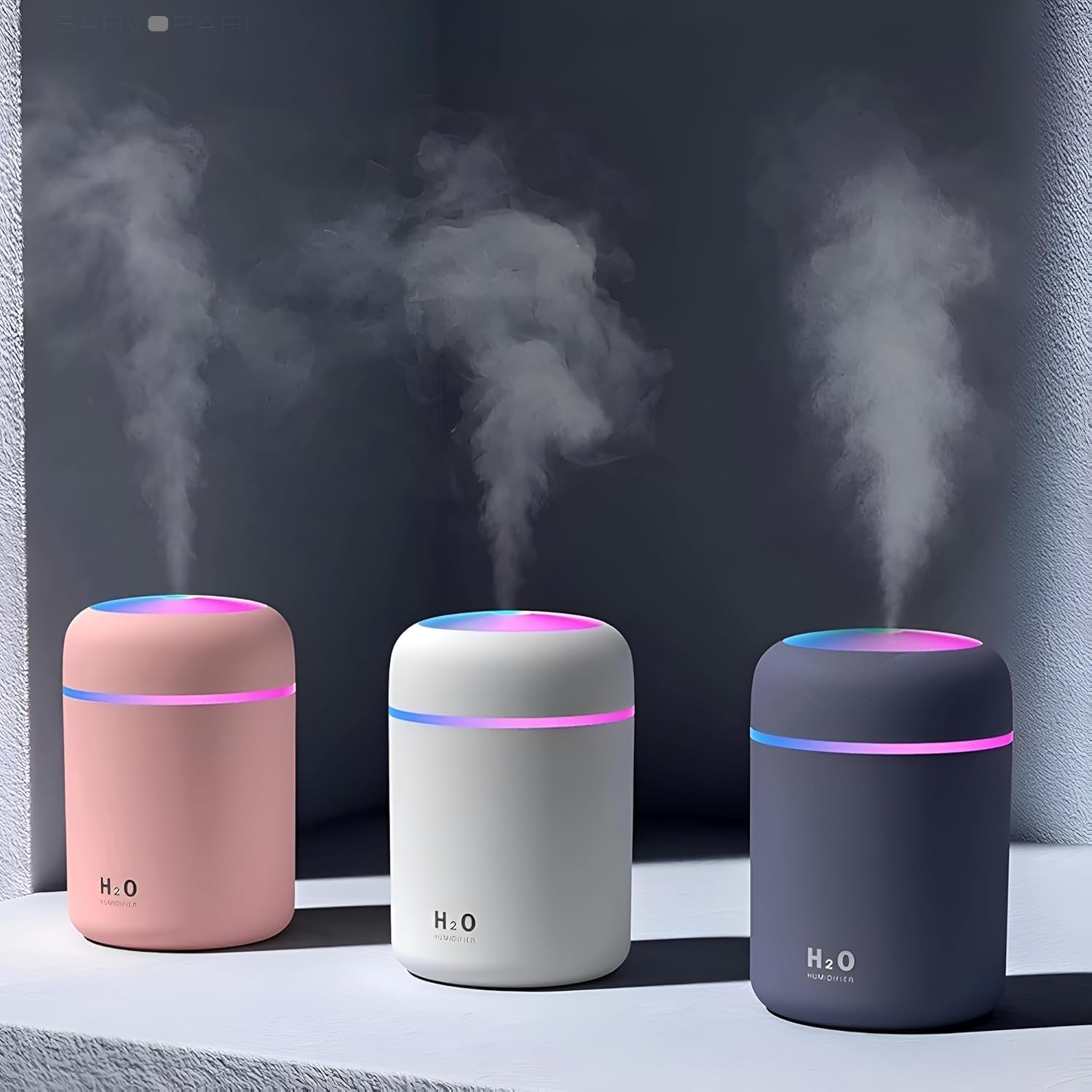 SARVO> ROOM Humidifires for Room Moisture, Cool Mist Humidifier, Small Quiet Air Humidifier, Ultrasonic Essential Oil Diffuser Electric H2O Colorful Cup with LED Lights -MULTICOLOUR-image-24