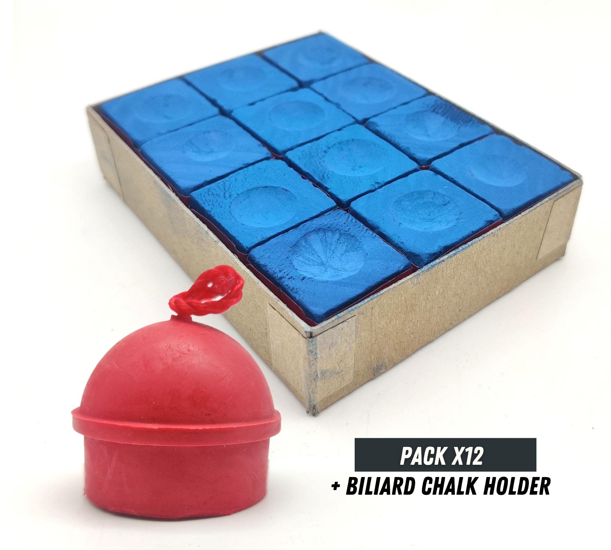 DOJA Barcelona | Gessetto Biliardo + Porta Gesso Biliardo | 12 Pz | Gesso Stecca Blu | Gesso Biliardo, Porta Gessetto per Biliardo | Gessetti Biliardo Professionali per Appassionati e Professionisti