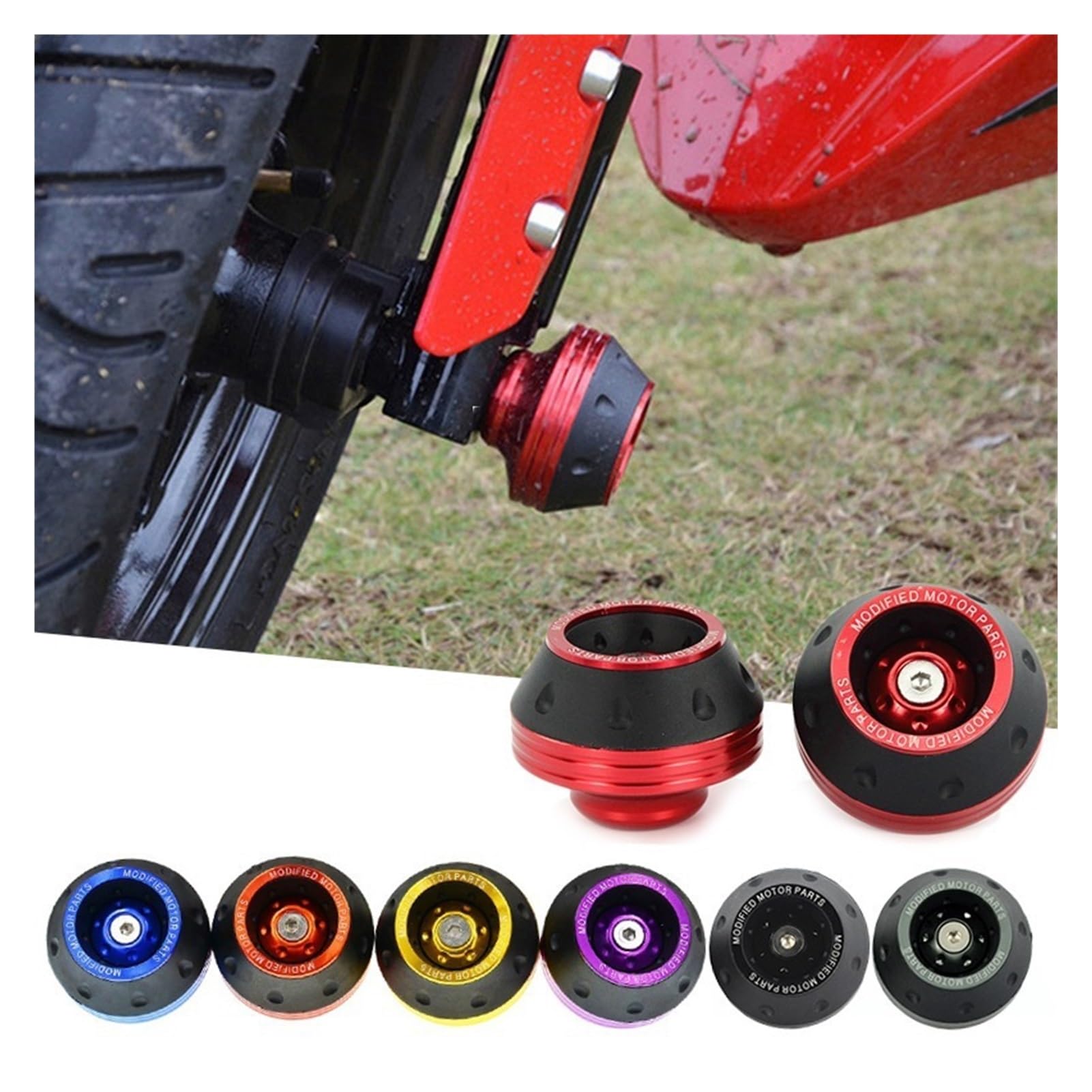 BEUTEE 2PCS Moto Crash Protector Cuscinetti Di Protezione For Ruote Moto Motocross Pneumatici Paratelaio Accessori Moto Colorati (Color : Red X2, Size : 7 - 7