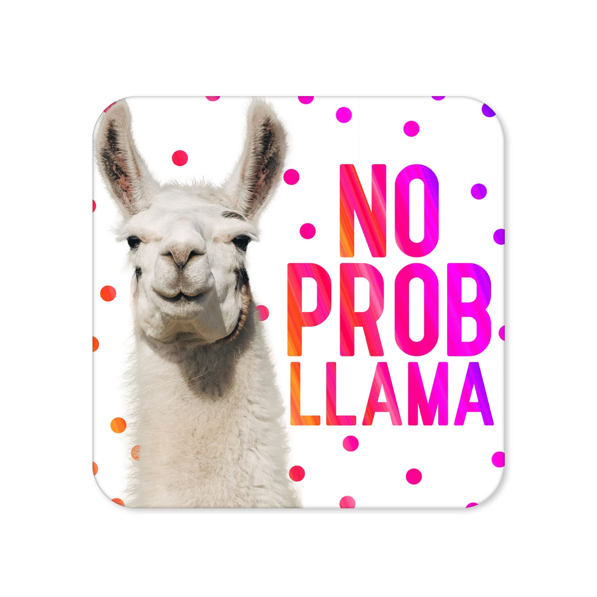 No Prob Llama Coaster - Work from Home Coasters New Job Gifts Leaving Work Gift Boss Student Colleague Banter Alpaca Placemat Coffee - CC7