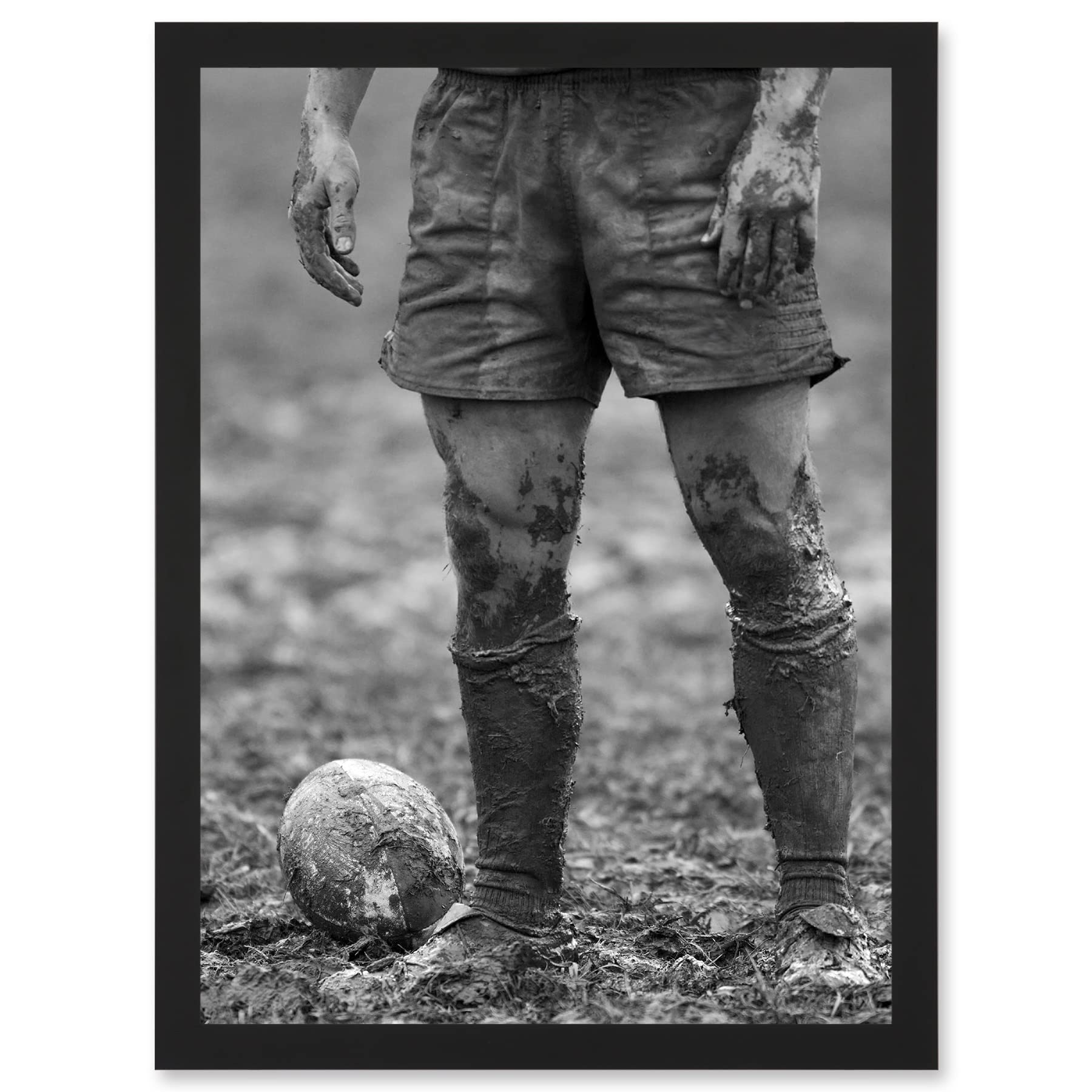 Artery8 Ball Rugby Mud Bowl Sport Scrum A4 Artwork Framed Wall Art Print