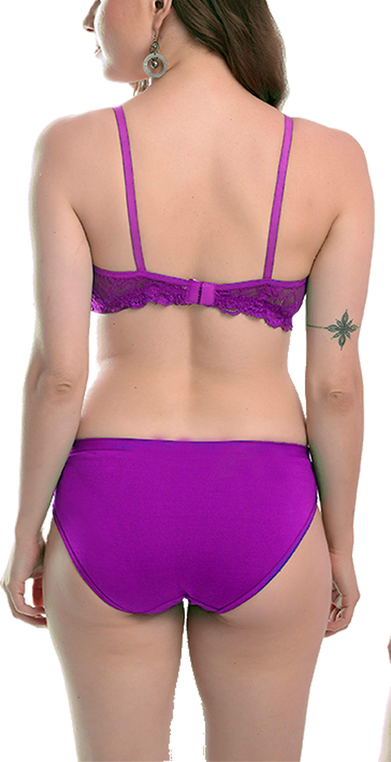 FIMS - Fashion is my style Conjunto acolchado de encaje de algodón sin aros para mujer, camiseta de cobertura completa, push up, adolescente, regular, cómodo, paquete combinado, copa multicolor B