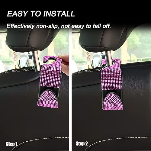 Miniatura 10 de Ganchos para automóvil, con diamantes brillantes, organizador universal para bolsos, bolsos, abrigos, ganchos para asiento de automóvil para