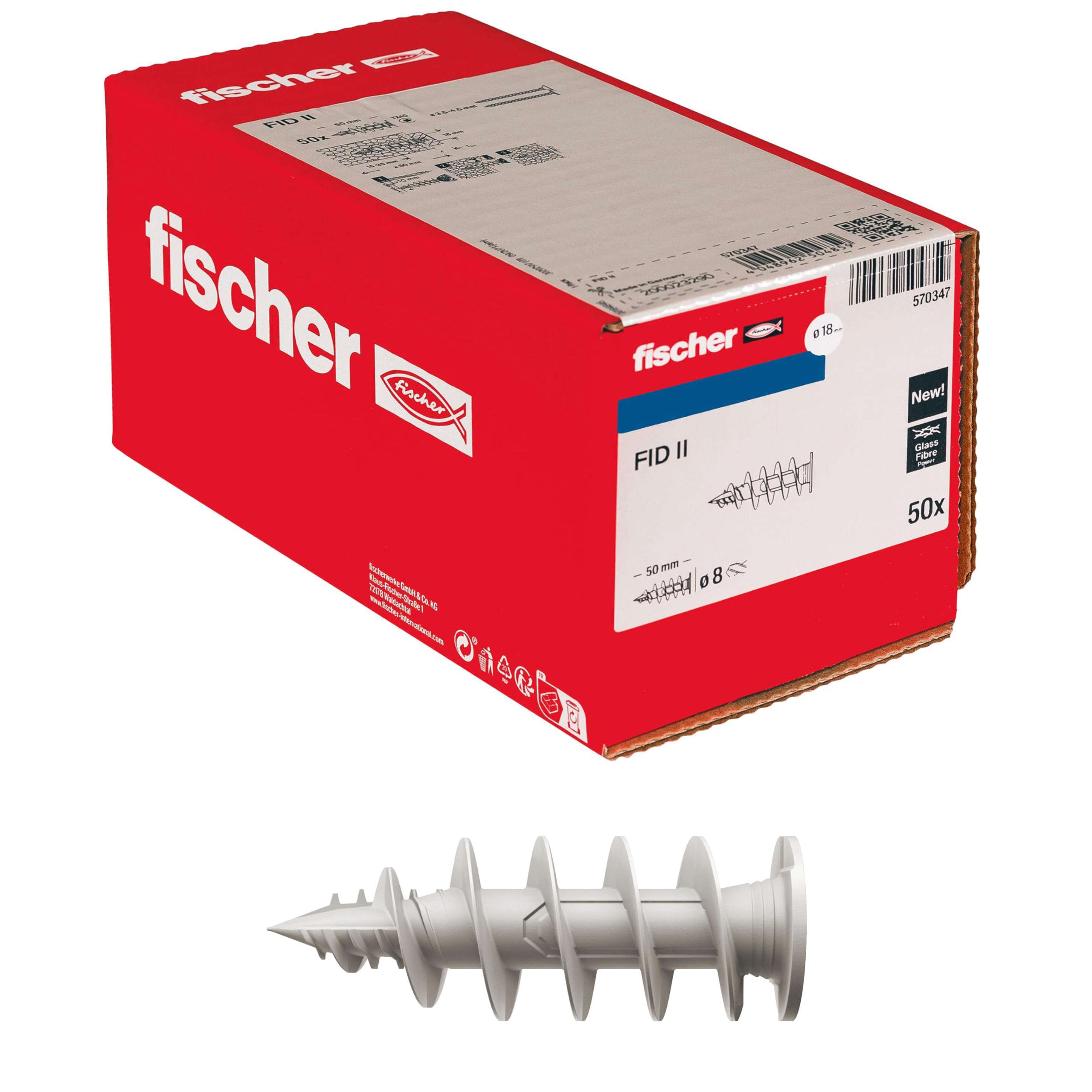 Fischer FID II 50 mm Tasselli per Cappotto Isolanti Fissaggio Carichi Leggeri