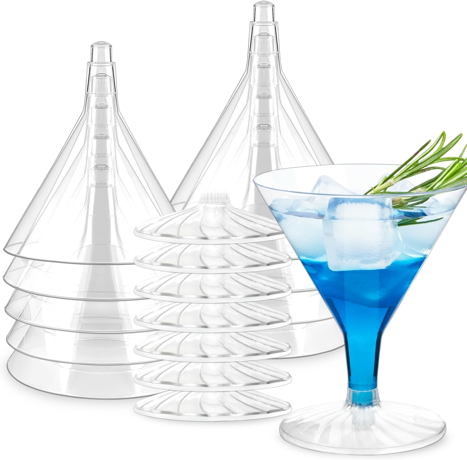 Plastic Martini Glasses 30 Pack 5 Oz. Crystal Clear Disposable Martini Glasses