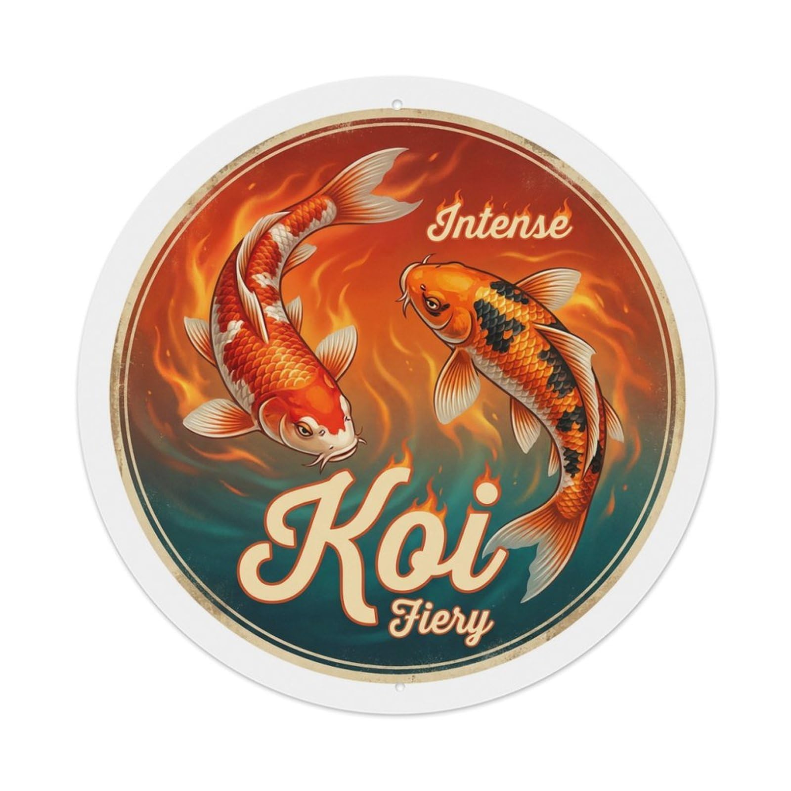 Tgrcjimh Style Metal Tin Sign Koi Fish Intense Fiery Blazing Hot Scorching Burning